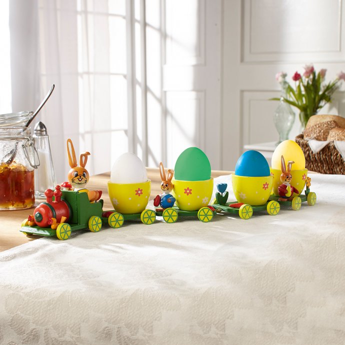 Paastrein met eierdopjes