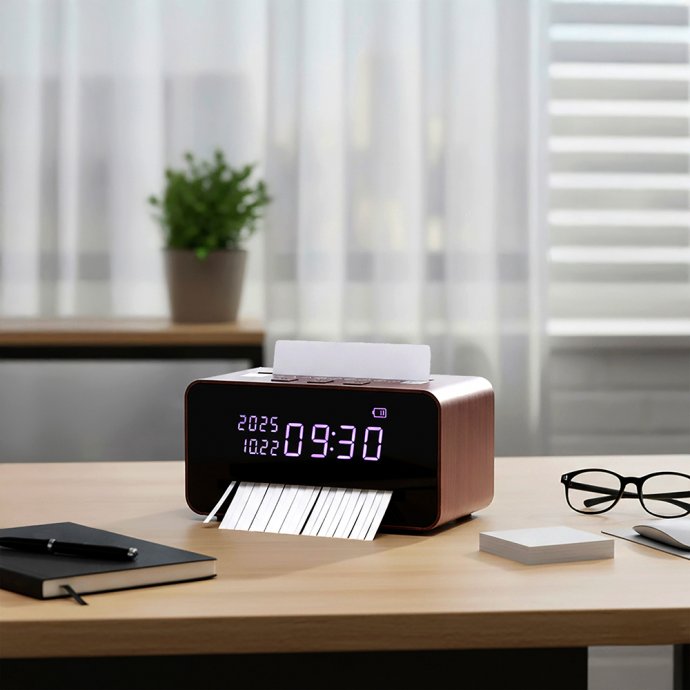 Tafelmodel papiervernietiger met klok