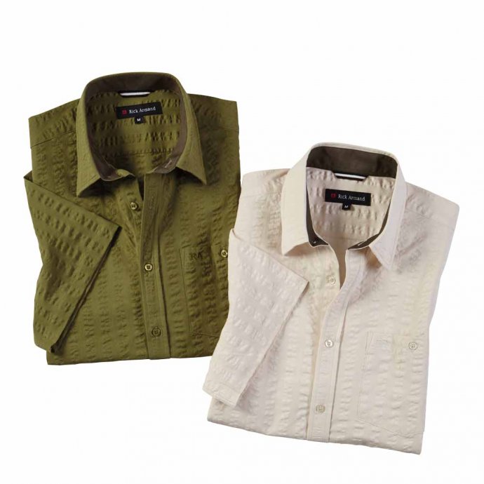 Overhemd van katoenen seersucker als set