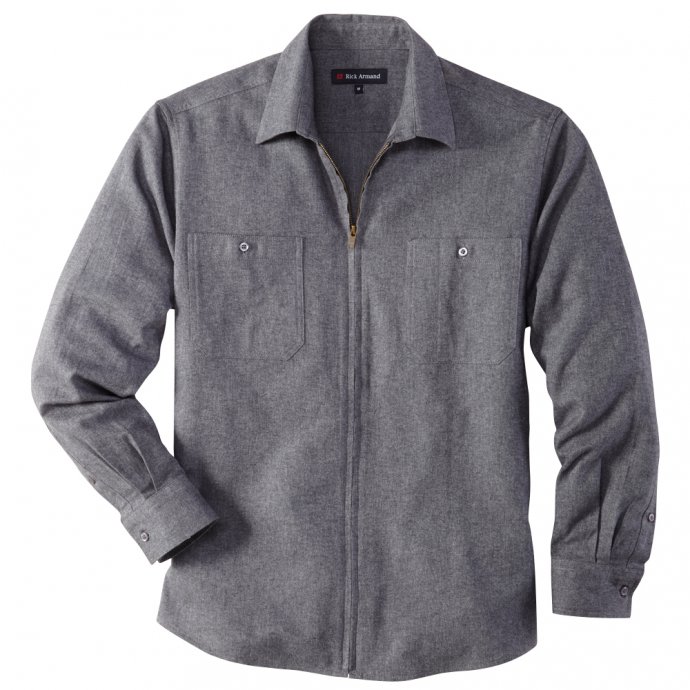 Flanellen overhemd met doorlopende ritssluiting