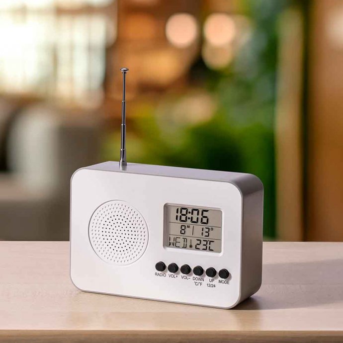 Uw cadeau: radio met klok en thermometer