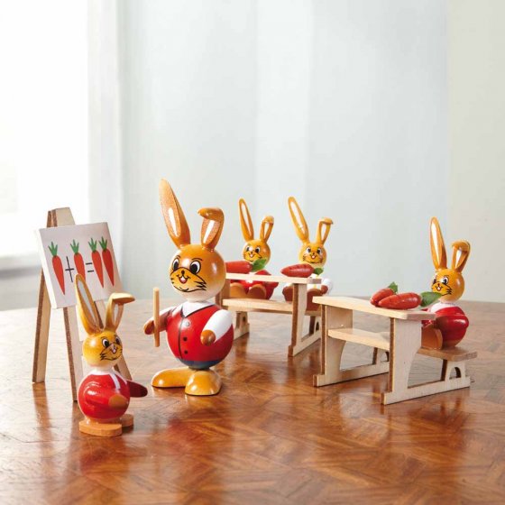 Houten konijnenschool 