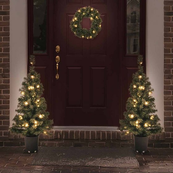 LED-kerstbomen en krans 