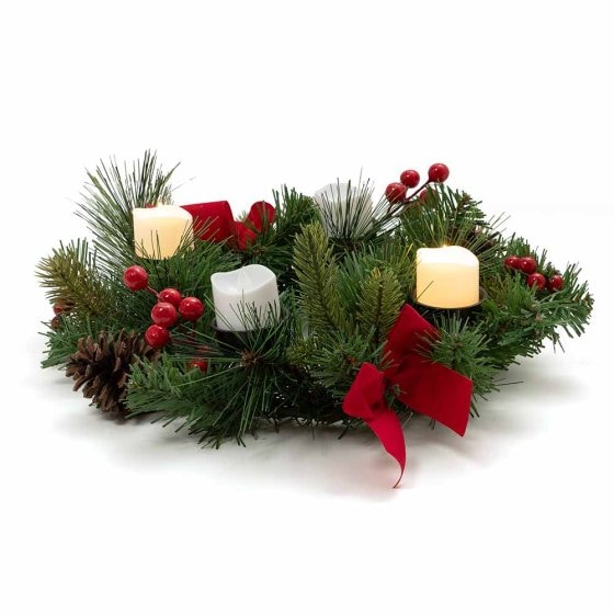 Kerstkrans met 4 led-kaarsen 