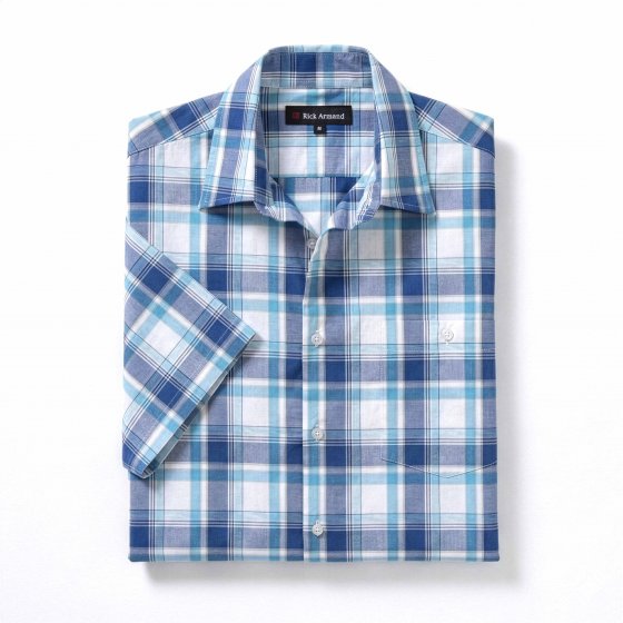 Gemakkelijk te onderhouden geruit overhemd 3XL (47/48) | Blauw