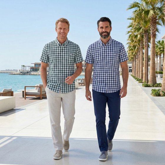 Gemakkelijk te onderhouden stretchhemd als set 3XL (47/48) | Blauw#Groen