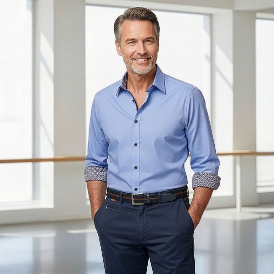 Stretchshirt met contrasten 