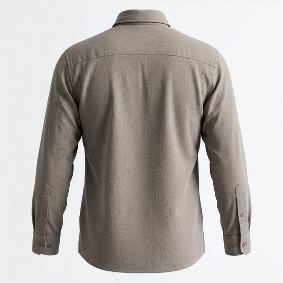 Flanellen overhemd met doorlopende ritssluiting 3XL (47/48) | Taupe