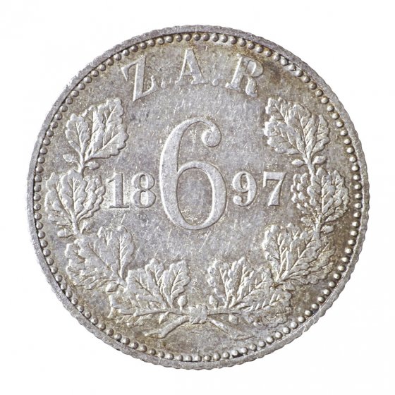 Zilveren munt 6 Pence 'Oom Krüger'