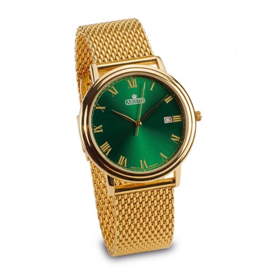 Verguld herenhorloge 'Green Baron II'