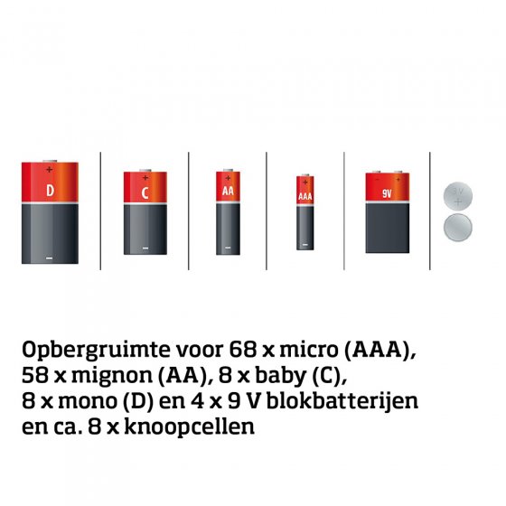 XXL-batterijbewaardoos met tester 