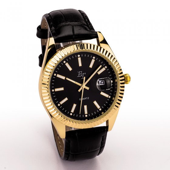UW CADEAU: herenhorloge ‘Black & Gold’ 