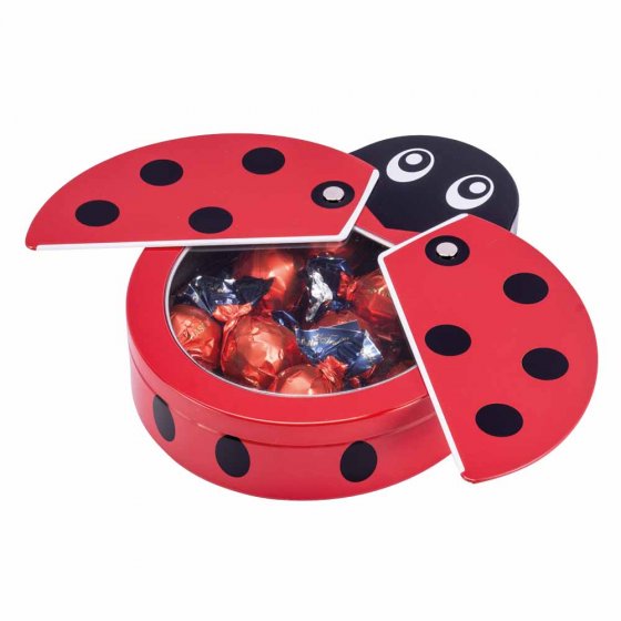 Lieveheersbeestjesblikje met chocolaatjes 