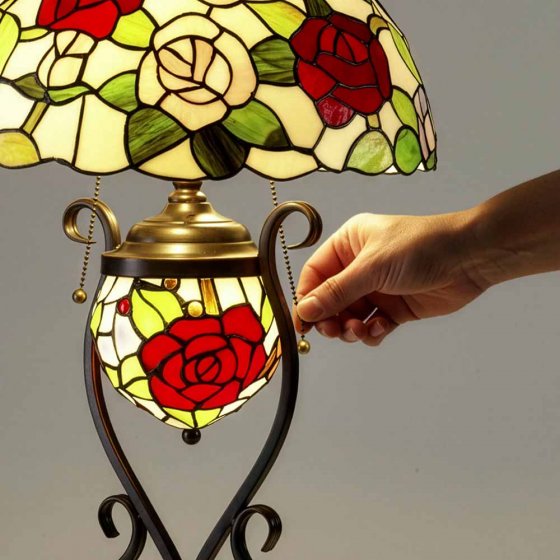 Tafellamp "Rozen" in Tiffany-stijl 