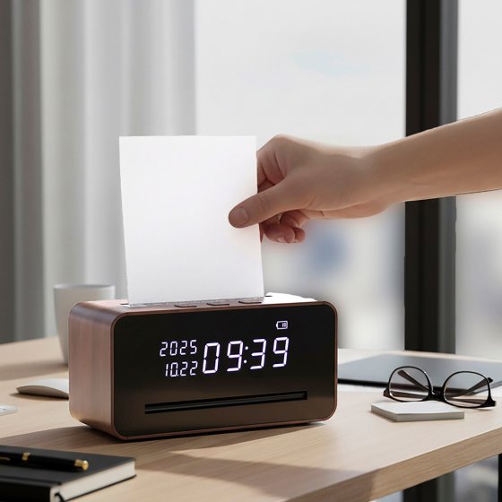 Tafelmodel papiervernietiger met klok