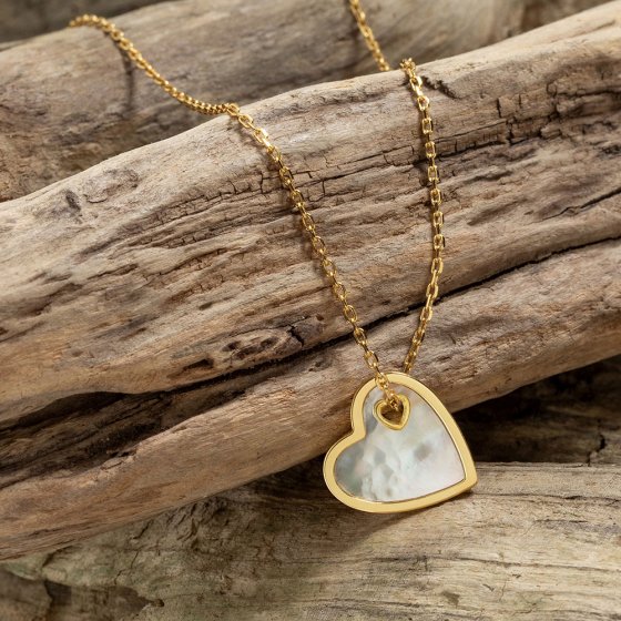 Halsketting met parelmoer hart 