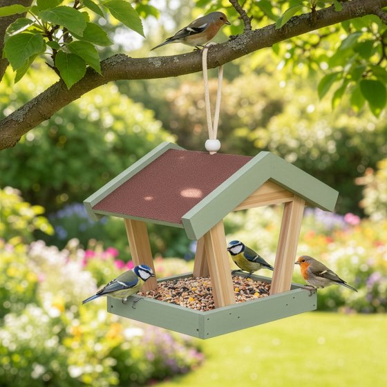 Houten vogelvoederhuisje 