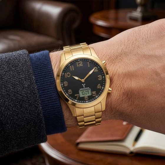 Gouden radio-armbandhorloge 