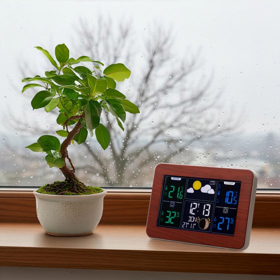 Draadloos weerstation in houtlook 