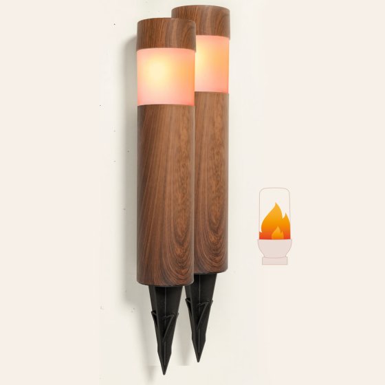 Lampen met vlammotief in houtlook 