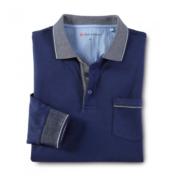 Piquéshirt m.lange mouwen,Set 3XL | Grijsgedessineerd#Marine