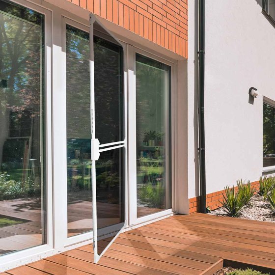 Telescopisch hor voor balkon- en terrasdeuren, wit 