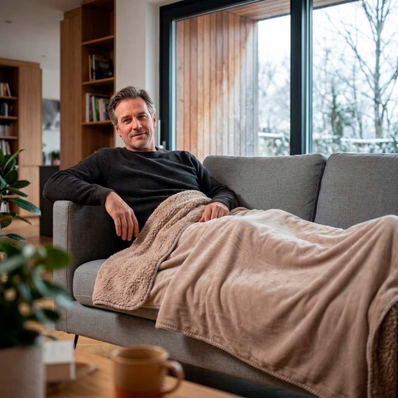 Omkeerbare woon deken Taupe