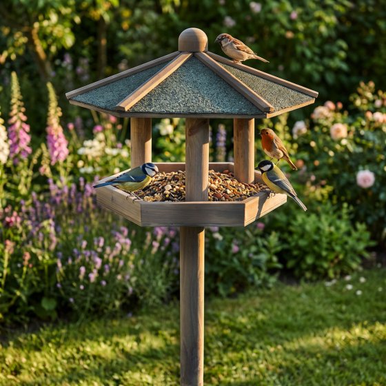 Vogelvoederhuisje op voet 