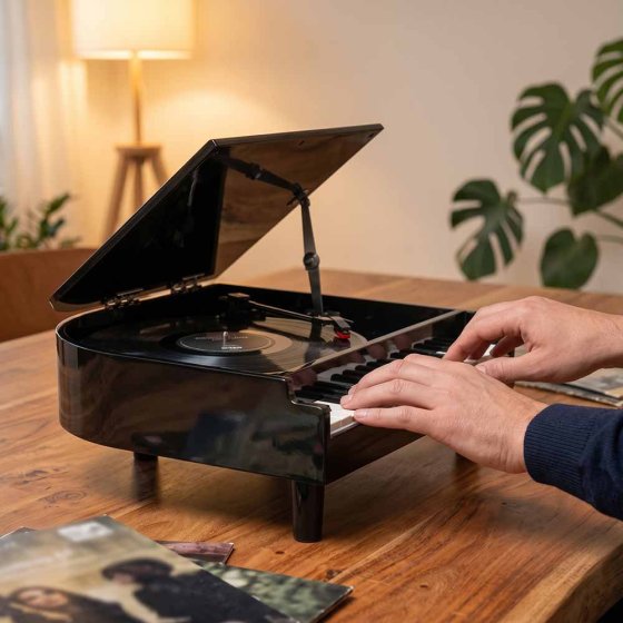 Platenspeler in piano-look 