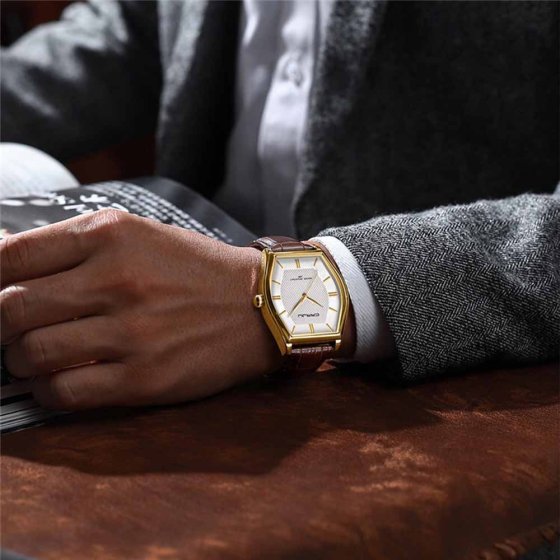 Herenhorloge met leren band 