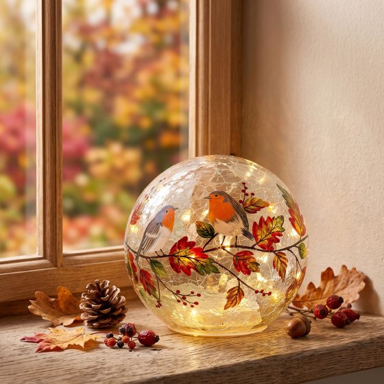 LED-glazen bol "Herfsttijd" 