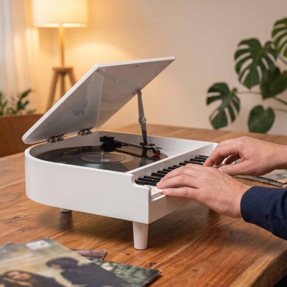 Platenspeler in piano-look 
