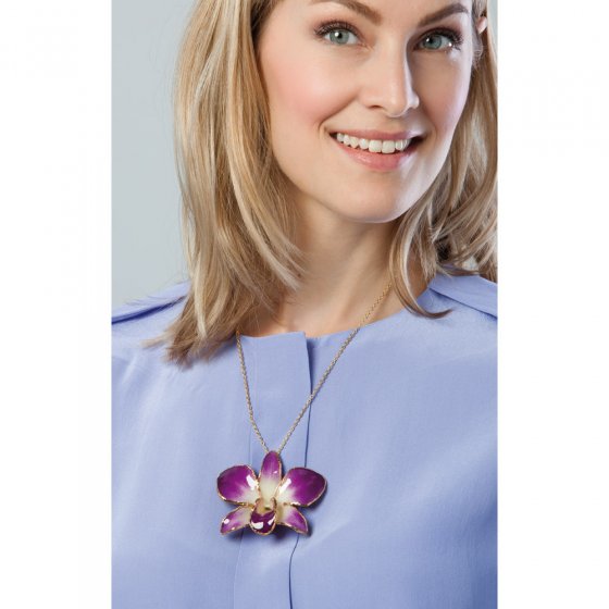 Ketting met echte orchidee bloem 