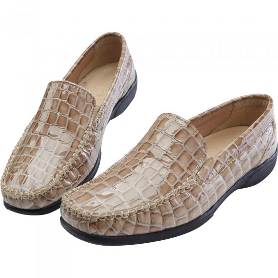 Slipper Leder Krokolack,sw,42 