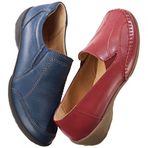 Leren mocassins met stretchinzet