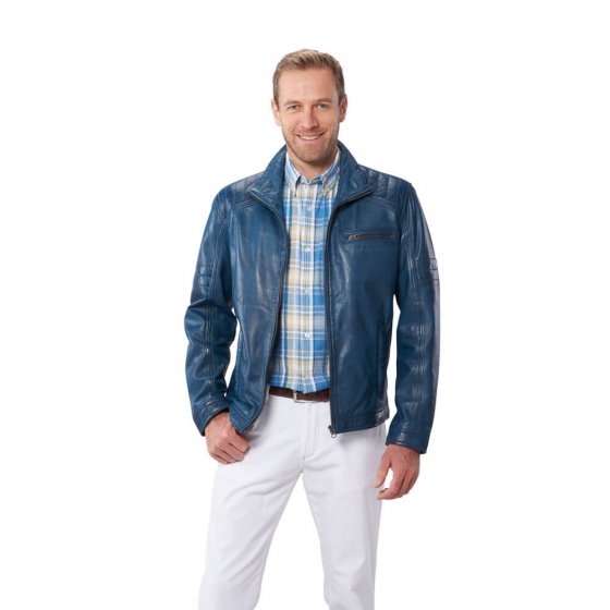 Modieus leren jack,Blauw 50 | Blauw