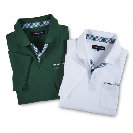 Poloshirt met contrastbeleg Set van 2 stuks 