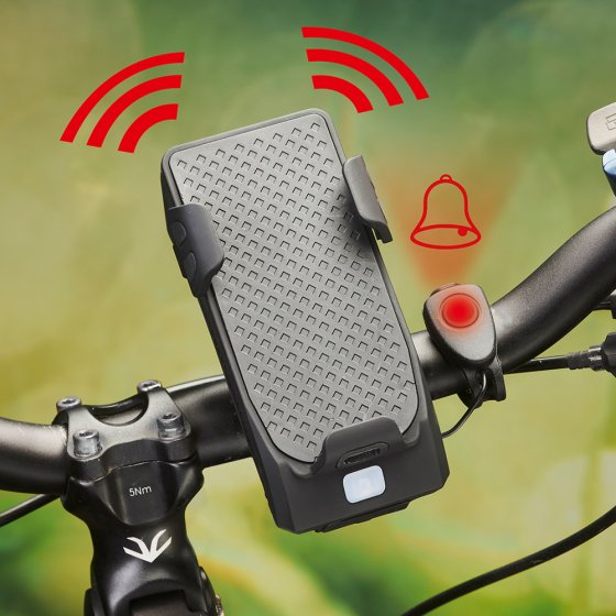 Mobiele-telefoonhouder met batterij voor op de fiets 