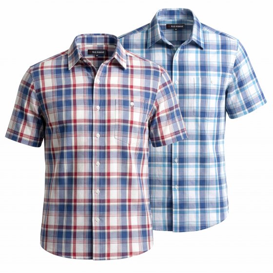 Gemakkelijk te onderhouden geruit overhemd als set 3XL (47/48) | Rood#Blauw