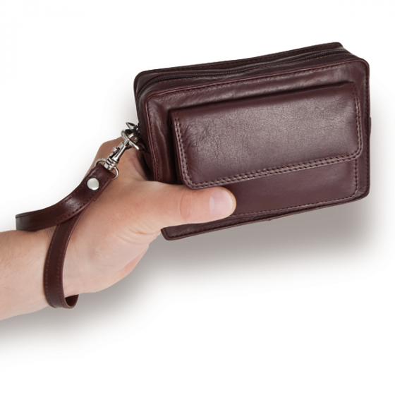 Rundleren herenhandtas met antieke look 