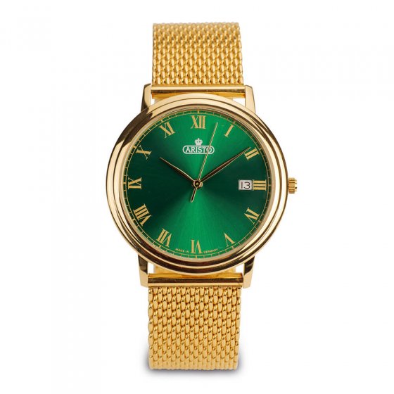 Verguld herenhorloge 'Green Baron II'