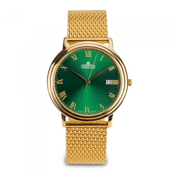 Verguld herenhorloge 'Green Baron II' 