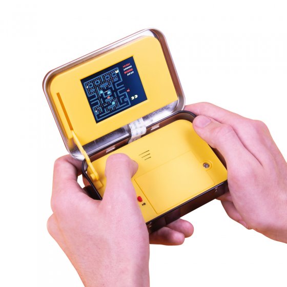 Tetris/Pac Man spelconsole in een blik 
