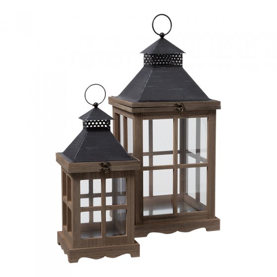 Set van 2 houten lantaarns  
