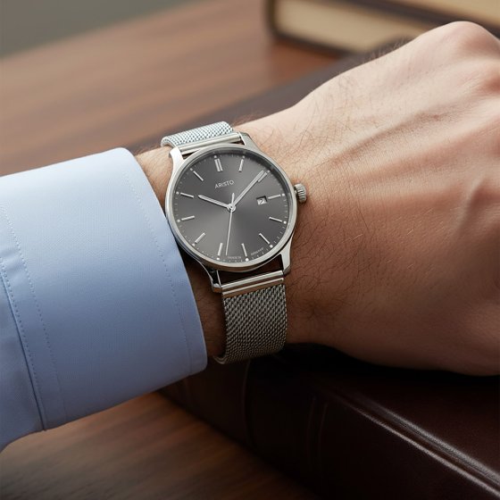 Herenhorloge Milanaise  Grijs