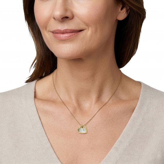 Halsketting met parelmoer hart 