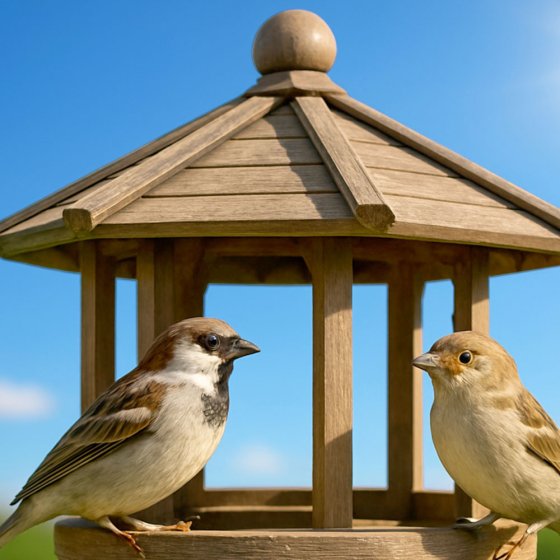 Vogelvoederhuisje op voet 