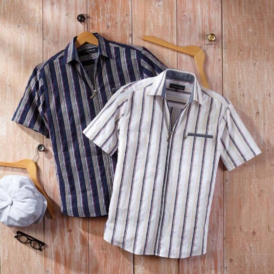 Overhemd van seersucker met rits 