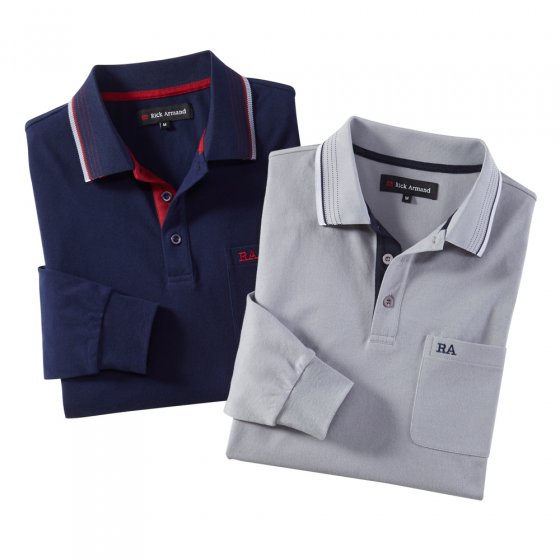 Piquéshirt met lange mouwen, marine 3XL (64/66) | Marine