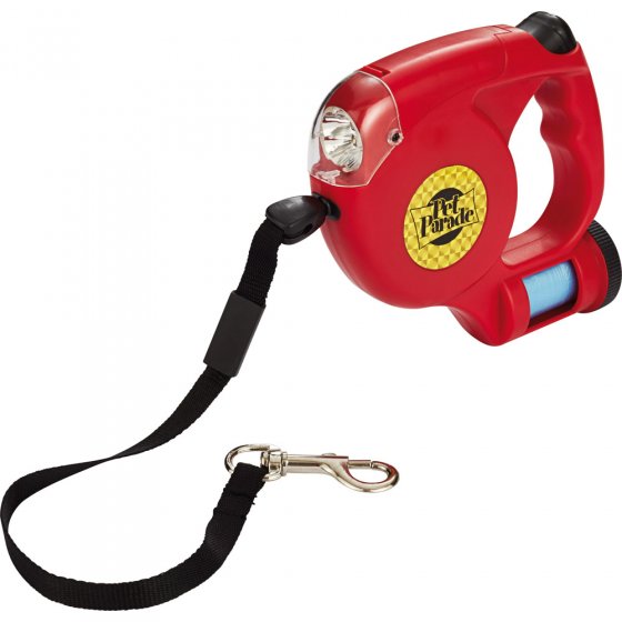 Honden-rollijn met licht en poepzak 
